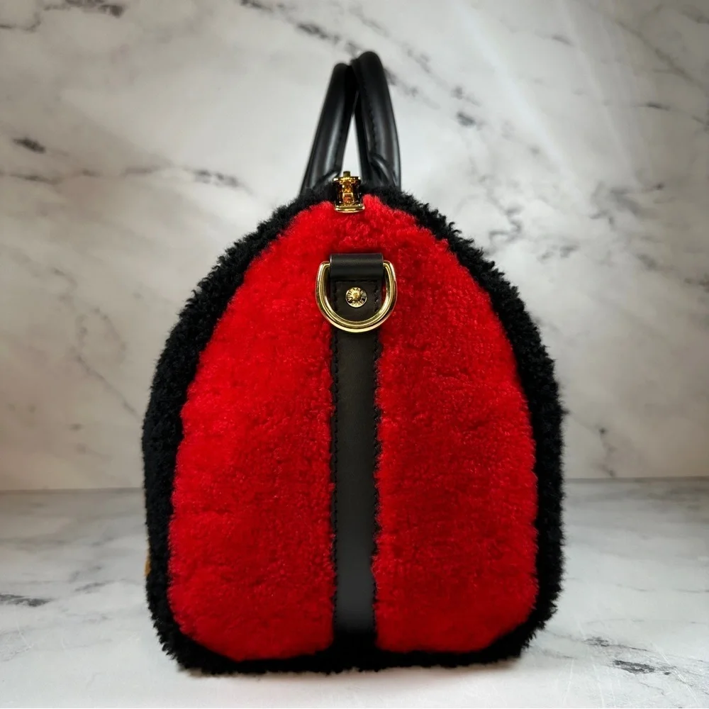 Louis Vuitton Teddy Speedy 25 red/black Monogram Shearling Bandouliere LV Bag - Picture 6 of 16
